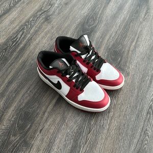 Air Jordan Low Top Sneakers - Red White Black - Size 43